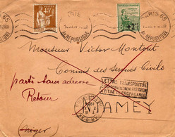 LETTRE NIGER NIAMEY PARIS 1934    Lettre Transportée Exceptionnellement Par Avion à Titre De Propagande. - Cartas & Documentos