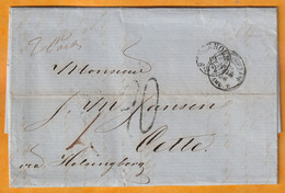 1856 - 3 Page Folded Letter From STOCKHOLM, Sweden To CETTE Sète Via HELSINGBORG & PARIS, France - Wallmar - Tax 20 - Covers & Documents