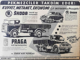 TRUCK ADVERTISING; SKODA 706 RT + PRAGA S 5T TRUCK,SKODA MOTOKOV TRUCK-1961 - Trucks