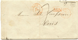 BELGIQUE - CAD MONS + BOITE B SUR LETTRE AVEC CORRESPONDANCE DE WASMUEL POUR LA FRANCE, 1843 - 1830-1849 (Unabhängiges Belgien)