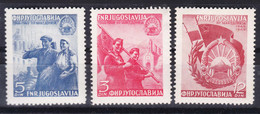 Yugoslavia Republic, 5 Years Of Macedonian Liberation 1949 Mi#572-574 Mint Hinged - Nuovi