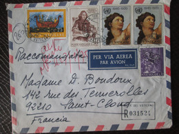 Lettre  Recommande  Du Vatican Vers 92 St Cloud  , Poste Aerienne , 5 Beaux Timbres  , 1975 - Franking Machines (EMA)