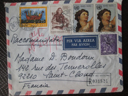 Lettre  Recommande  Du Vatican Vers 92 St Cloud  , Poste Aerienne , 5 Beaux Timbres  , 1975 - Maschinenstempel (EMA)