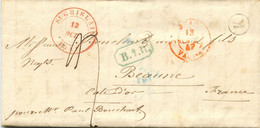 BELGIQUE - CAD ST GHISLAIN + BOITE K SUR LETTRE AVEC CORRESPONDANCE DE BAUDOUR POUR LA FRANCE, 1847 - 1830-1849 (Belgica Independiente)