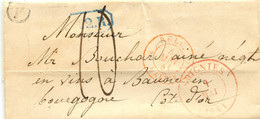 BELGIQUE - CAD SOIGNIES + BOITE P SUR LETTRE AVEC CORRESPONDANCE DE ROEULX POUR LA FRANCE, 1841 - 1830-1849 (Unabhängiges Belgien)