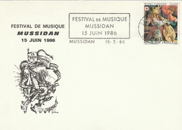 Carte Postale De "Mussidan - 24, Dordogne" Du 15-03-1986, "Festival De Musique 15 Juin 1986" (YT 2392) - Maschinenstempel (Sonstige)