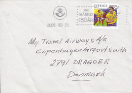 Sweden Slogan Flamme 'Frimärket 150 År' 2005 Cover Brief DRAGOER Dragør Denmark Women's Fottball Stamp - Briefe U. Dokumente