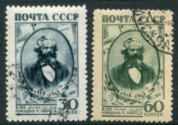 SOVIET UNION 1943 Marx Birth Anniversary Used.  Michel 874-75 - Gebraucht