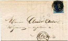 BELGIQUE - N°11 OBLITERE D 102 + TAD LODELINSART SUR LETTRE AVEC TEXTE, 1861 - 1858-1862 Medallones (9/12)