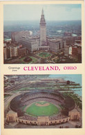 W2296- CLEVELAND PARTIAL TOWN PANORAMA, BASEBALL STADIUM - Cleveland