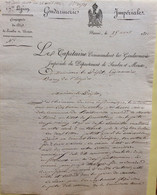 Lettre Du Capitaine Commandant De La Gendarmerie Impériale Au Préfet Baron De L’empire Dépt Sambre Et Meuse 1812 Namur - Manuscripten