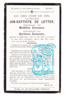 DP Jan Baptist De Letter ° Zaffelare Lochristi 1846 † 1927 X Mathilde Xx Hortense Goossens - Santini