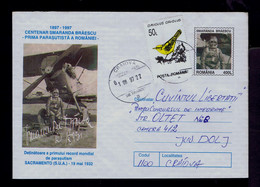 Sp8672 ROMANIA (SMARANDA BRAESCU) 1st Parachuting / World Record SACRAMENTO (S.U.A.) 1932 Cover Postal Mailed Craiova - Parachutting