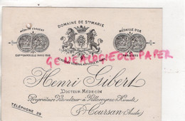 11- COURSAN AUDE -RARE CARTE TARIFS 1912 HENRI GIBERT DOCTEUR MEDECIN VITICULTEUR A VILLEVEYRAC HERAULT- - Verkehr & Transport