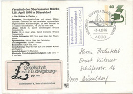 Ganzsache Düsseldorf Verschub-Brücken Brückenverschubpost 1976 - Gesellschaft Zur Ludwigsburg - Cartes Postales Privées - Oblitérées