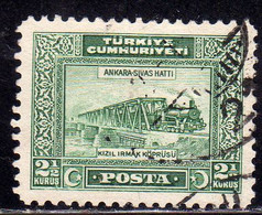 TURCHIA TURKÍA TURKEY 1926 POSTAGE DUE STAMPS SEGNATASSE TAXE RAILROAD BRIDGE OVER KIZIL IRMAK 2g USED USATO OBLITERE' - Postage Due