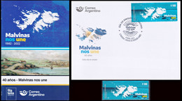 ARGENTINA-2022-STAMPS-40TH ANNIV.OF THE SOUTH ATLANTIC CONFLICT-1982/2022-FDC-+ 1 VALUE MNH-  + DESCRIPTIVE PHILATELIC - Ungebraucht