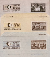 Egypt Airmail / Air Letter / Aerogram / Aerogramme 1976 - 1983 3 Values Mint 60, 45 & 210 Mills Nile & Pyramids Sheet - Cartas & Documentos