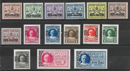 VATICANO PACCHI POSTALI 1931 FRANCOBOLLI DELLA SERIE CONCILIAZIONE SOPRASTAMPATI SASS1-13+ESPRESSI 14-15 MLH VF - Paketmarken