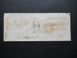 Frankreich 1852 Paketbegleitbrief / Par Paket Anglais Von Montevideo - La Rochelle über England Mit Ra2 Colonies Art.13 - Entry Postmarks