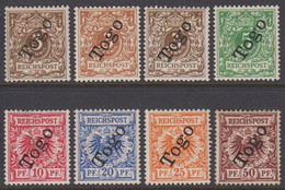 1897 - 1898. Togo REICHSPOST Overprinted Complete Set With Extra Shades On 3 Pf. Hinged. (Michel 1-6+) - JF518538 - Togo