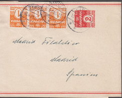 1919. DANMARK. 2 øre Wrapper With 3-stripe 1 øre Cancelled STRUER 10.9.19 To Madrid, Spain. Unusual Destin... - JF518594 - Cartas & Documentos