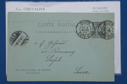 AT11 FRANCE BELLE LETTRE ENTIER 1892  DIJON  POUR  LOF? SUISSE    ++SAGE 10C + AFFRANCH. INTERESSANT - Andere & Zonder Classificatie