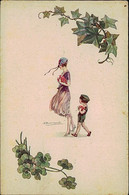 BOMPARD SIGNED 1920s POSTCARD - MOTHER & DAUGTHER & FLOWERS - N.687/1 (3270) - Bompard, S.