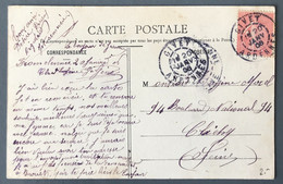 France N°129 Sur CPA, TAD GIVET, Ardennes 20.1.1908 - (A545) - 1877-1920: Période Semi Moderne