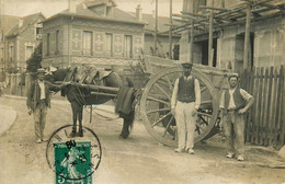 Asnières * Carte Photo 1908 * Travaux , Rénovation D'une Maison Ou Villa * Attelage Cheval * Ouvriers - Asnieres Sur Seine