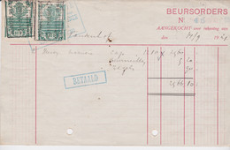 Opérations De Bourse/Beursverrichtingen  1921 - Dokumente