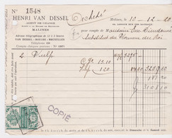 Opérations De Bourse/Beursverrichtingen  1920 Henri Van Dessel Malines - Dokumente