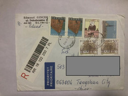 Poland Posted Cover Sent To China With Stamps,building - Covers & Documents