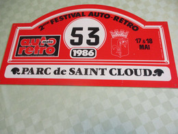 Plaque Ancienne Rallye Automobile//2éme Festival Auto-Retro./PARC De SAINT-CLOUD/ Auto-Moto Retro/ 1986     AC167 - Rallye (Rally) Plates