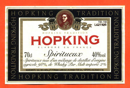Etiquette De Spiritueux Hopking Tradition Distillat Agricole 98°/° Et De Whisky Pur Malt 2 °/° - 70 Cl - Whisky