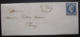 Romilly-sur-Seine Aube Pc 2720 Sur N°14, Lettre De Lenfant Notaire, Pour Plancy - 1849-1876: Classic Period