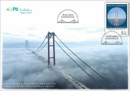 TURKEY / 2022 - (FDC) Opening Of The 1915 Canakkale Bridge (Dardanelles), MNH - Cartas & Documentos