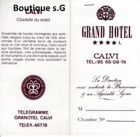 Depliant Calvi Grand Hotel Direction Bienvenu Sejour Publicité Citadelle Du Soleil Granotel Relais De Campagne Gourmands - Dépliants Turistici