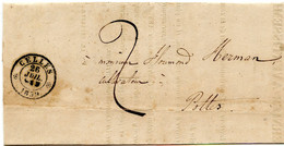 BELGIQUE - TAD DOUBLE CERCLE CELLES SUR LETTRE TAXEE, 1859 - Brieven En Documenten