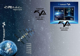 TURKEY / 2021 - (FDC) Turksat 5A (Space, Satellite), MNH - Lettres & Documents