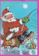 273708 / Bulgaria Illustrator Simeon Krastev - Santa Claus Ded Moroz , Fishing Bottle Of Champagne New Year Christmas - Santa Claus