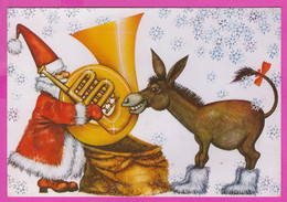 273714 / Bulgaria Illustrator Kostadin Kostadinov - Santa Claus Ded Moroz Tuba Musical Instrument ,Donkey Hausesel - Donkeys