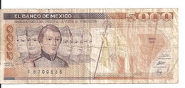 MEXIQUE 5000 PESOS 1989 VF P 88 C - Mexico