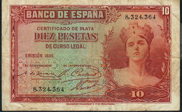 SPAIN P86 10 PESETAS 1935  VF - 10 Peseten