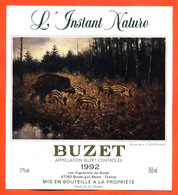 Grande Etiquette De Vin De Buzet 1992 L'instant Nature Vignerons à Buzet - 75 Cl - Sanglier Laid Et Ses Marcassins - Vin De Pays D'Oc