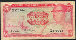 GAMBIA P5d 5 DALASIS 1971 #X  Signature 6 F-VF NO P.h. - Gambie