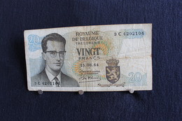 1 / Belgique /  Royaume De Belgique -  20 Francs, Type Roi Bauduin I - Vingt Francs - 15.06.1964 /  3 C 4202104 - Otros & Sin Clasificación