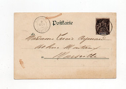 !!! DAHOMEY, CPA DE 1902 POUR MARSEILLE, CACHET DE DJOUGOU - Covers & Documents