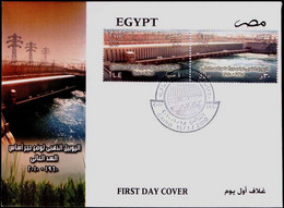Egypt 2010 First Day Cover Golden Jubilee High Dam Inauguration On Nile River - 50 Years Anniversary 1960 - 2010 FDC - Lettres & Documents