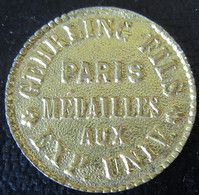 France - Jeton Gehrling Fils Paris, Médaillés Aux Expositions Universelles - Métal Doré Embouti - 20mm, 0,9g - Notgeld